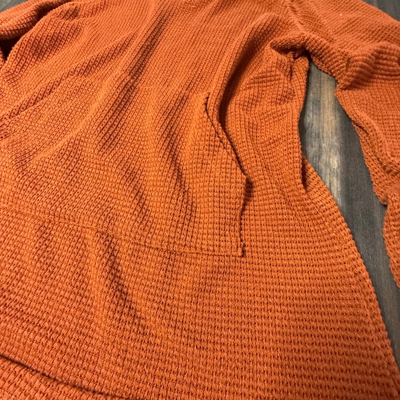 Hanger 55 Waffle Knit Hoodie V-Neck Pullover Casual Comfy Orange‎ XL - Picture 5 of 5